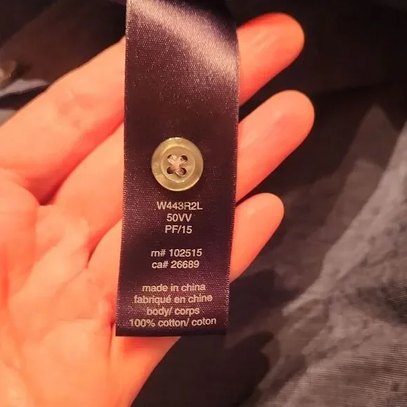 John Varvatos Luxe Short Sleeve 100% Cotton Button Down Shirt, Large, Blue - Picture 6 of 7